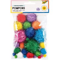 50311 50311 - Lot de 30 pompons Sparkling Rainbow - Differentes tailles et couleurs - Ideal pour les loisirs creatif