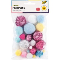 50312 - Pompons « Unicorn », 30 Petites Boules moelleuses Assorties dans differentes Tailles et Couleurs, ideal pour