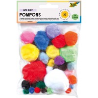 - Lot de 30 Pompons Assortis dans differentes Tailles, Parfaits pour Les travaux manuels colores, 615922, Couleurs Assorties