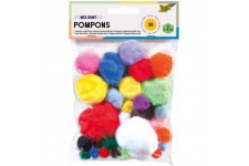 - Lot de 30 Pompons Assortis dans differentes Tailles, Parfaits pour Les travaux manuels colores, 615922, Couleurs Assorties