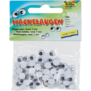 750007 - Yeux, Rond, 7 mm, 100 pieces, Blanc