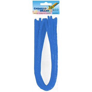 77834 - Fil chenille - 10 pieces en bleu moyen, diametre 8 mm et 50 cm de long, ideal pour les enfants pour bricoler et creer de