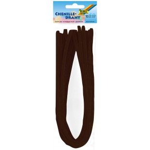 77885 - Fil chenille - 10 pieces en marron, diametre 8 mm et 50 cm de long, ideal pour les enfants pour bricoler et 