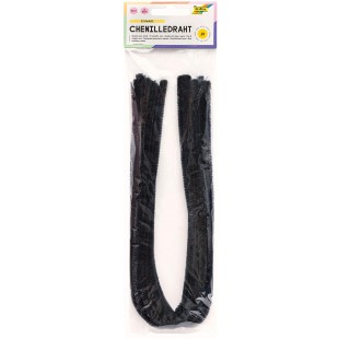 77890 - Fil chenille - 10 pieces en noir, diametre 8 mm et 50 cm de long, ideal pour les enfants pour bricoler et cr