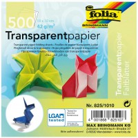 825 feuiilles de Papier Transparent a  Plier 42 g/m2, 500 Feuilles triees en 10 Couleurs, 10 x 10 cm