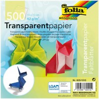 Folia 825 feuiilles de Papier Transparent a  Plier 42 g/m2, 500 Feuilles triees en 10 Couleurs, 15 x 15 cm