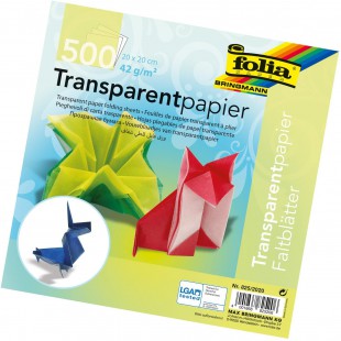 825 feuiilles de Papier Transparent a  Plier 42 g/m2, 500 Feuilles triees en 10 Couleurs 20 x 20 cm