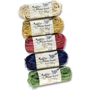 901009 - Raffia Raphia Naturel, 5 Ensemble Je 50 g, Couleurs Assorties