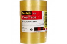 Lot de 8 : Scotch Ruban Adhesif Transparent 508 - 8 Rouleaux - 19mm x 66m - Ruban Adhesif Transparent