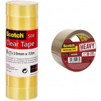 Lot de 8 : Scotch Ruban Adhesif Transparent 508-8 Rouleaux - 19mm x 33m - Ruban Adhesif Transparent a Usage General pour l'Ecole