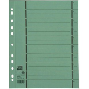 Intercalaires Reference 06456 GN perfore numerotees 1-10 double Motif en carton recycle Vert Lot de 100