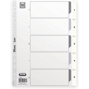 Intercalaires 400013900 en plastique Strong de Line Blanc : 5 pages 225 x 297 mm