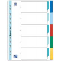 Oxford 400013909 Strong-Line Lot de 5 intercalaires en plastique avec couverture inscriptible Bleu/rouge/vert/jaune 