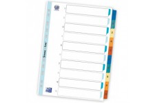 intercalaire plastique en carte lustree,onglets colores