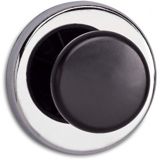 Aimant Puissant avec Bouton, Rond, Acier/Plastique, resistance 12 kg, 67 x 33 mm, Argent Clair/Noir