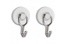 6155702 Pack de 2 Aimants avec Crochet Rotatif 35 mm resistance 5 kg Blanc