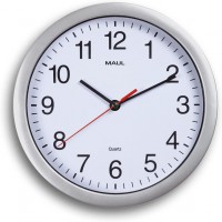 9052695 Quartz Wall Clock Cercle Argent, Blanc - Horloge Murale (AA, 1,5 V, Argent, Blanc, en Plastique)