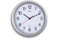 9052695 Quartz Wall Clock Cercle Argent, Blanc - Horloge Murale (AA, 1,5 V, Argent, Blanc, en Plastique)