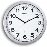 9053595 Quartz Wall Clock Cercle Argent, Blanc - Horloge Murale (AA, 1,5 V, Argent, Blanc, en Plastique, 30 mm, 35 cm)