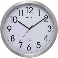 MOVE Horloge Murale Radio-pilotee analogique pour Salon, Chambre, Cuisine ou Bureau, en Aluminium brosse, Blanc, Ø 40 cm