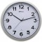 Horloge Murale Radio-pilotee STEP - Reglage Automatique de l'heure - Grands Chiffres - Plastique incassable - Argente - Ø 40 cm