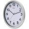 Horloge Murale Radio-pilotee STEP - Reglage Automatique de l'heure - Grands Chiffres - Plastique incassable - Argente - Ø 40 cm