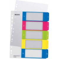 Leitz Intercalaires 1-5, Imprimable sur PC, A4, Extra-Large, Plastique Ultra-Resistant, Multicolore, WOW, 12410000