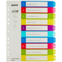 Leitz Intercalaires 1-10, Imprimable sur PC, A4, Extra-Large, Plastique Ultra-Resistant, Multicolore, WOW, 12430000