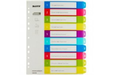 Leitz Intercalaires 1-10, Imprimable sur PC, A4, Extra-Large, Plastique Ultra-Resistant, Multicolore, WOW, 12430000