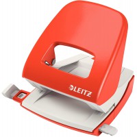 Leitz Perforatrice Sans Effort, Capacite 30 Feuilles, Rouge clair, Metal, Reglette de Guidage avec Reperes, NeXXt, 50080020