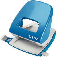 Leitz Perforatrice Sans Effort, Capacite 30 Feuilles, Bleu clair, Metal, Reglette de Guidage avec Reperes, NeXXt, 50080030