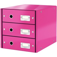 Leitz Wow Click & Store 60480023 Bloc de Classement a  3 Tiroirs A4 Rose