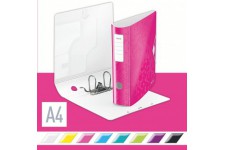 Leitz Classeur a  Levier A4 Active, Dos Arrondi 82mm, Fixation elastique, Polyfoam Leger, WOW, Rose, 11060023