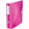 Leitz Classeur a  Levier A4 Active, Dos Arrondi 82mm, Fixation elastique, Polyfoam Leger, WOW, Rose, 11060023