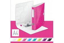 Leitz Classeur a  Levier A4 Active, Rose, Dos Arrondi 65mm, Fixation elastique, Polyfoam Leger, WOW, 11070023