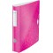 Leitz Classeur a  Levier A4 Active, Rose, Dos Arrondi 65mm, Fixation elastique, Polyfoam Leger, WOW, 11070023