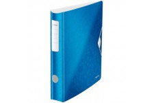 Leitz Classeur a  Levier A4 Active, Bleu, Dos Arrondi 65mm, Fixation elastique, Polyfoam Leger, WOW, 11070036