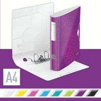 Leitz Classeur a  Levier A4 Active, Violet, Dos Arrondi 65mm, Fixation elastique, Polyfoam Leger, WOW, 11070162