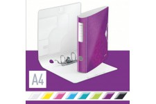 Leitz Classeur a  Levier A4 Active, Violet, Dos Arrondi 65mm, Fixation elastique, Polyfoam Leger, WOW, 11070162