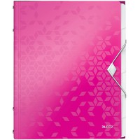 Leitz Trieur A4, Contient jusqu'a  200 Feuilles, Index Integre a  6 Onglets, Fermeture elastique, Rose Metallise, WOW, 46330023