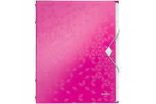 Leitz Trieur A4, Contient jusqu'a  200 Feuilles, Index Integre a  6 Onglets, Fermeture elastique, Rose Metallise, WOW, 46330023