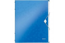 Leitz Trieur A4, Contient jusqu'a  200 Feuilles, Index Integre a  6 Onglets, Fermeture elastique, Bleu Metallise, WOW, 46330036