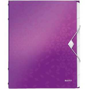 Leitz Trieur A4, Contient jusqu'a  200 Feuilles, Index Integre a  6 Onglets, Fermeture elastique, Violet Metallise, WOW, 4633006