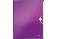 Leitz Trieur A4, Contient jusqu'a  200 Feuilles, Index Integre a  6 Onglets, Fermeture elastique, Violet Metallise, WOW, 4633006