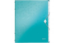 Leitz Trieur A4, Contient jusqu'a  200 Feuilles, Index Integre a  12 Onglets, Fermeture elastique, Menthe Metallise, WOW, 463400