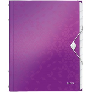 Leitz Trieur A4, Contient jusqu'a  200 Feuilles, Index Integre a  12 Onglets, Fermeture elastique, Violet Metallise, WOW, 463400