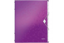 Leitz Trieur A4, Contient jusqu'a  200 Feuilles, Index Integre a  12 Onglets, Fermeture elastique, Violet Metallise, WOW, 463400