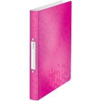 Leitz Wow Classeur 2 Anneaux Ronds 25 mm - Rose Metallise