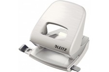 Leitz Perforatrice Sans Effort, Capacite 30 Feuilles, Blanc Arctique, Metal, Reglette de Guidage avec Reperes, Style, 50060004