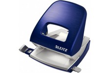 Leitz Perforatrice Sans Effort, Capacite 30 Feuilles, Bleu titan, Metal, Reglette de Guidage avec Reperes, Style, 50060069